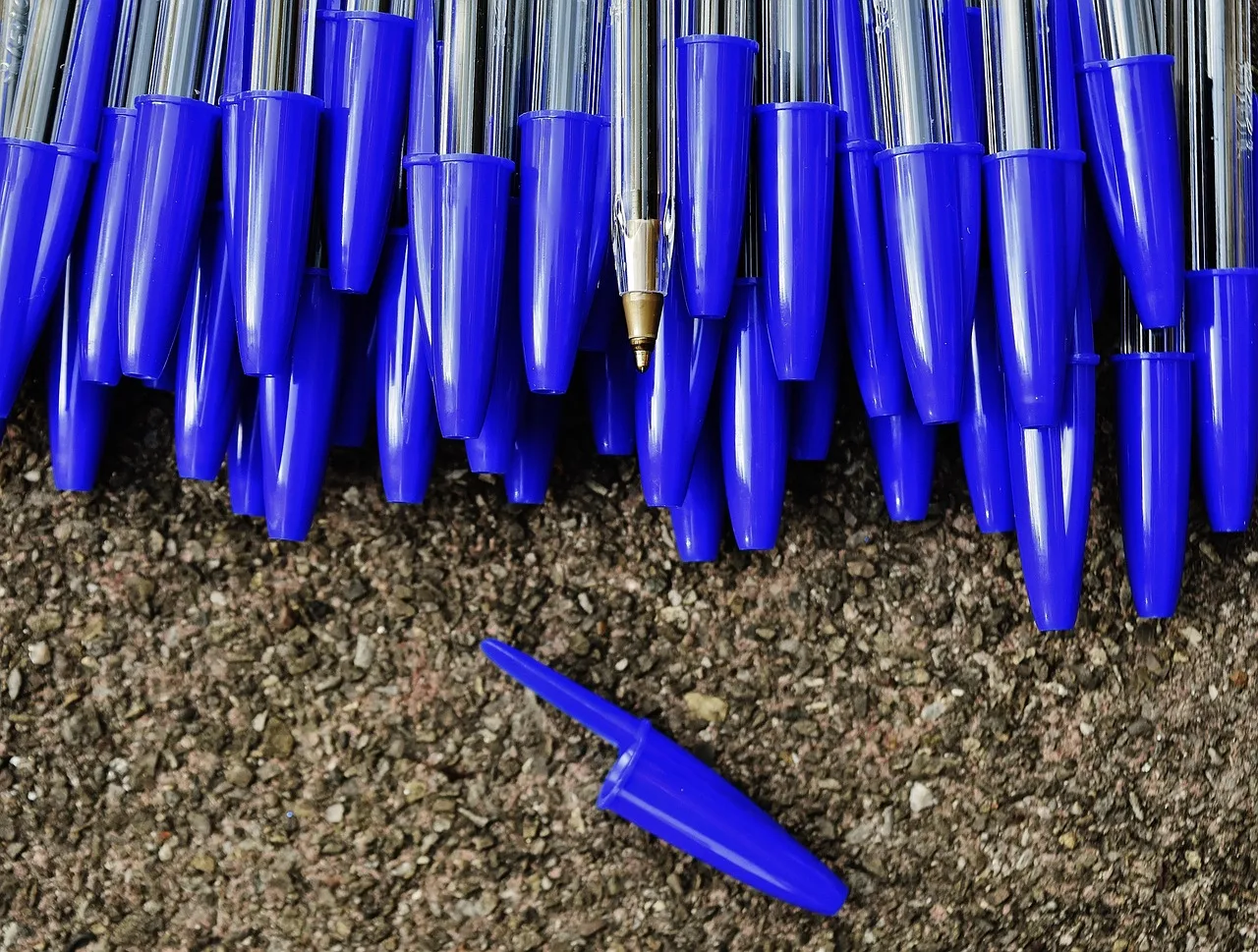 ballpoint pen, writing implement, write, office, blue, coloured, office accessories, office supplies, stationery, pen, marker pen, notes