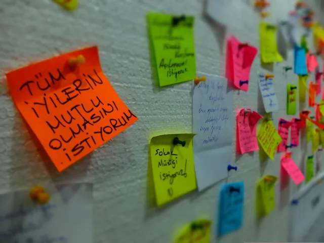 sticky notes, wishes, requests, notes, memo, notepad, reminder, message, communication, announcement, bulletin, task, idea, colorful. Turning corporate communications evidence gaps into small, reversible tests