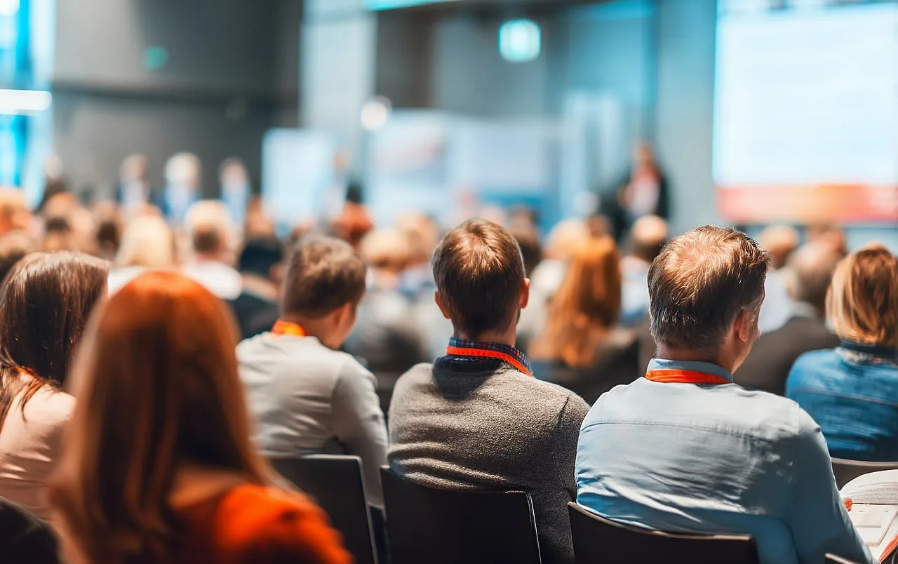 ai generated, conference, audience, presentation, business, education, workshop, speaker, meeting, communication, technology, event, crowded, educational, indoor, modern, learning, business meeting, corporate events, business events